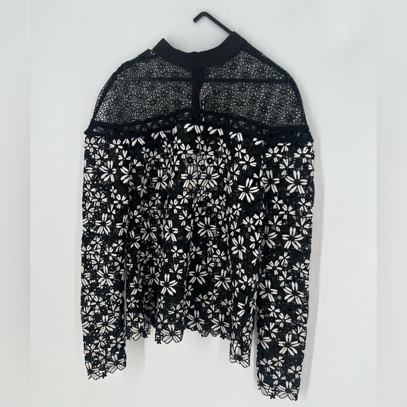 Self-Portrait Antoinette Guipure Mixed Floral Lace Sheer Top Romantic Blouse - Picture 3 of 9
